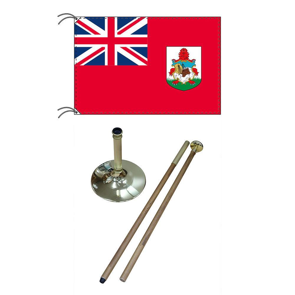 TOSPA 高級直立型スタンド 国旗セット バミューダ諸島 国旗 90×135cm テトロン製日本製 IOC加盟地域
