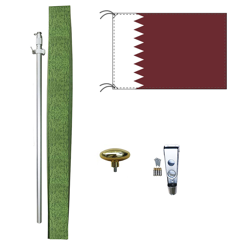 TOSPA カタール 国旗 DXセット 70×105cm国旗 アルミ合金ポール 壁面設置部品のセット 日本製 世界の国旗シリーズ