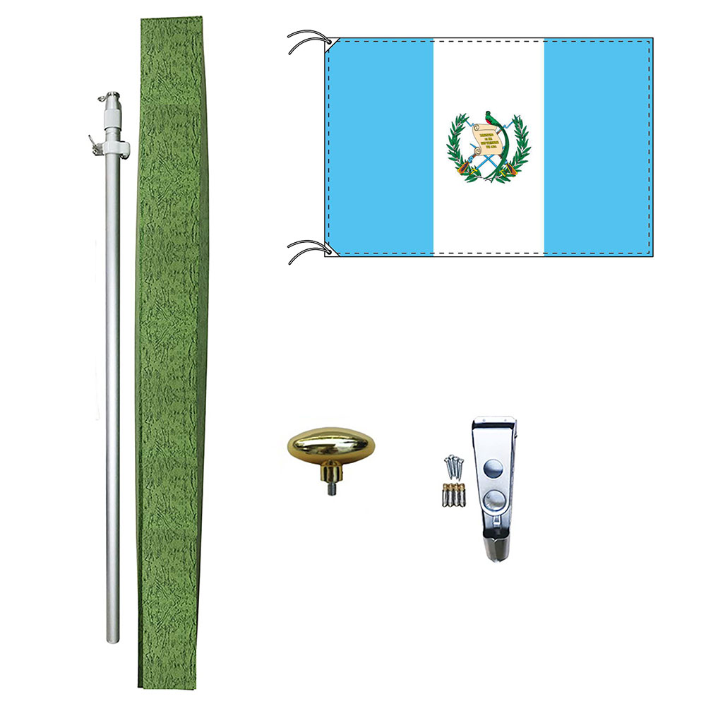 TOSPA グアテマラ 国旗 DXセット 70×105cm国旗 アルミ合金ポール 壁面設置部品のセット 日本製 世界の国旗シリーズ