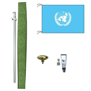 TOSPA UN ユーエヌ 国際連合 旗 DXセット 70×105cm旗 アルミ合金ポール 壁面設置部品のセット 日本製 世界の国旗シリーズ