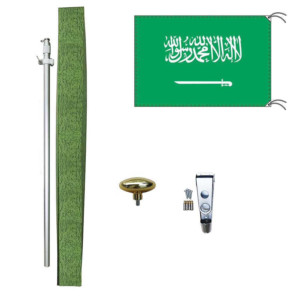 TOSPA サウジアラビア 国旗 DXセット 70×105cm国旗 アルミ合金ポール 壁面設置部品のセット 日本製 世界の国旗シリーズ