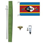 TOSPA エスワティニ 旧名 スワジランド 国旗 DXセット 70×105cm国旗 アルミ合金ポール 壁面設置部品のセット 日本製 世界の国旗シリーズ