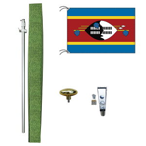 TOSPA エスワティニ 旧名 スワジランド 国旗 DXセット 70×105cm国旗 アルミ合金ポール 壁面設置部品のセット 日本製 世界の国旗シリーズ