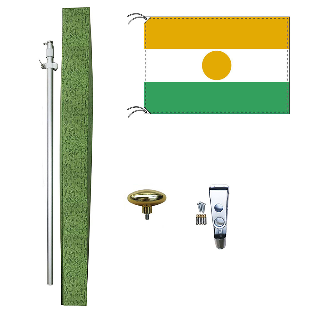 TOSPA ニジェール 国旗 DXセット 70×105cm国旗 アルミ合金ポール 壁面設置部品のセット 日本製 世界の国旗シリーズ