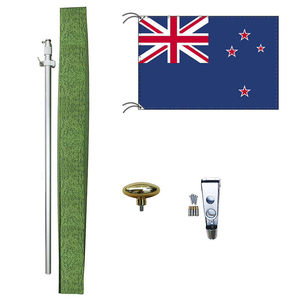 TOSPA ニュージーランド 国旗 DXセット 70×105cm国旗 アルミ合金ポール 壁面設置部品のセット 日本製 世界の国旗シリーズ