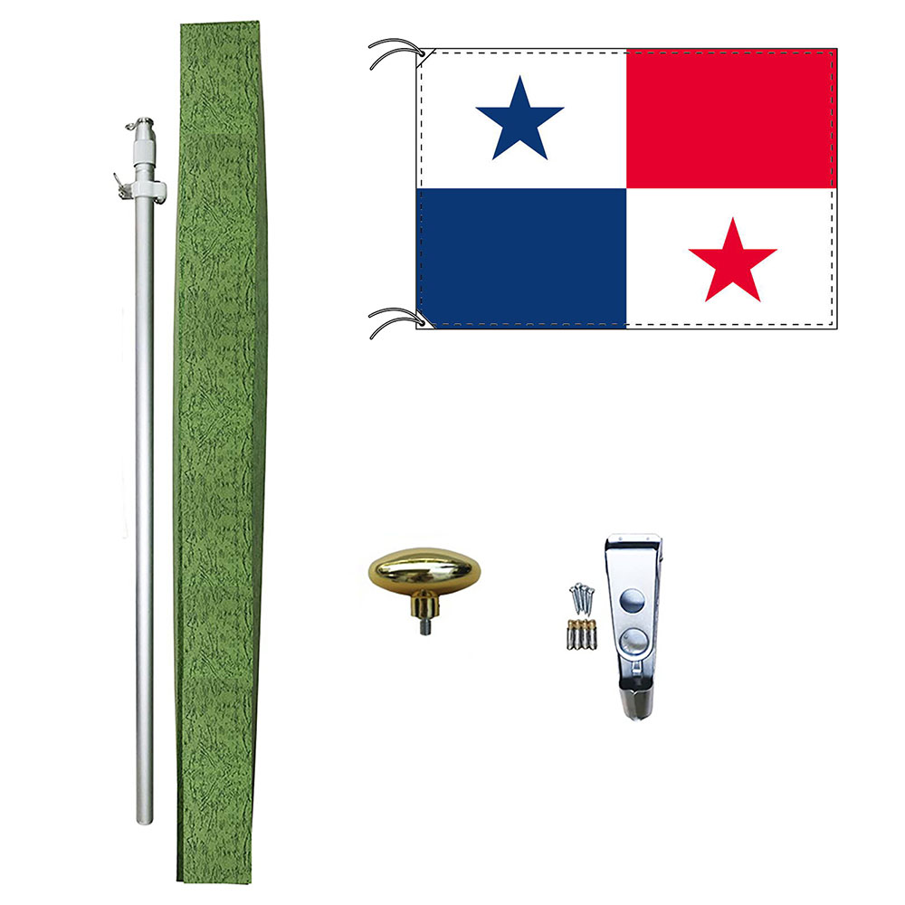 TOSPA パナマ 国旗 DXセット 70×105cm国旗 アルミ合金ポール 壁面設置部品のセット 日本製 世界の国旗シリーズ