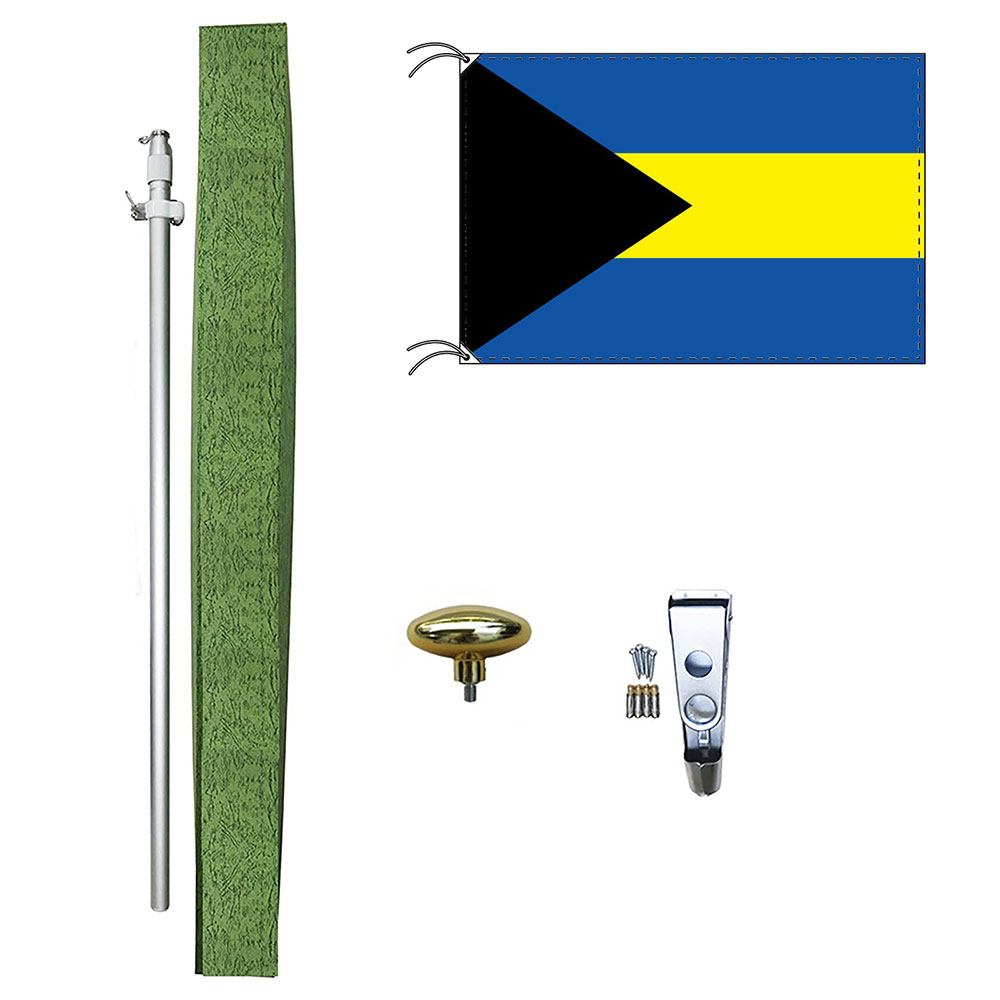 TOSPA バハマ 国旗 DXセット 70×105cm国旗 アルミ合金ポール 壁面設置部品のセット 日本製 世界の国旗シリーズ
