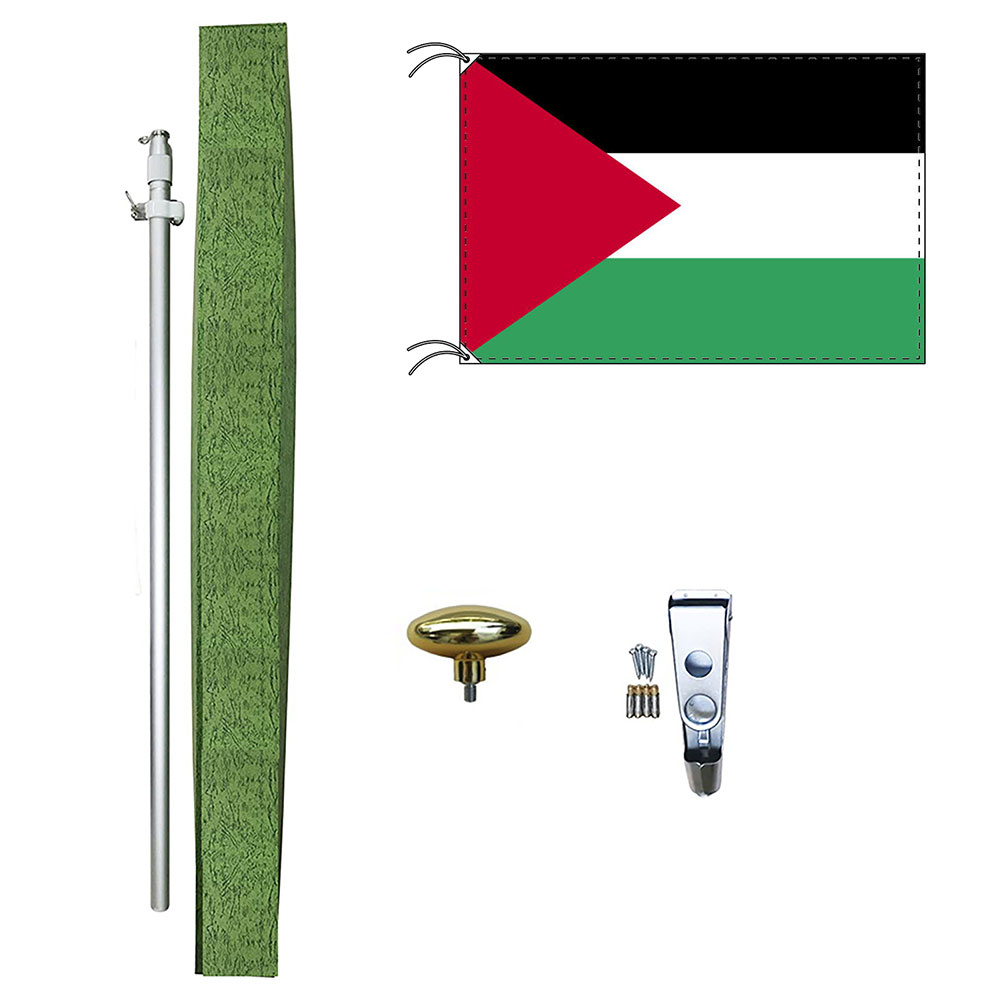 TOSPA パレスチナ 国旗 DXセット 70×105cm国旗 アルミ合金ポール 壁面設置部品のセット 日本製 世界の国旗シリーズ