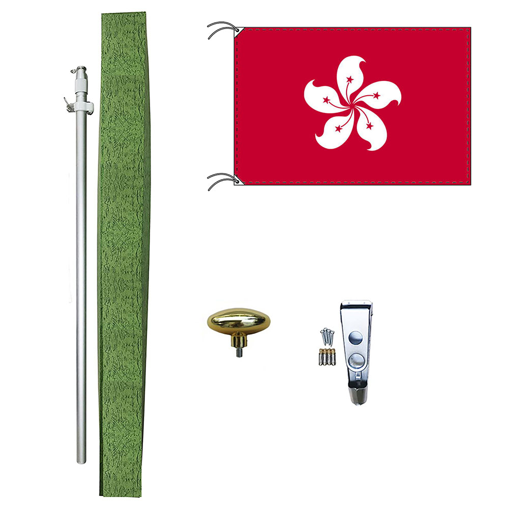 TOSPA ホンコン 香港 旗 DXセット 70×105cm旗 アルミ合金ポール 壁面設置部品のセット 日本製 世界の国旗シリーズ