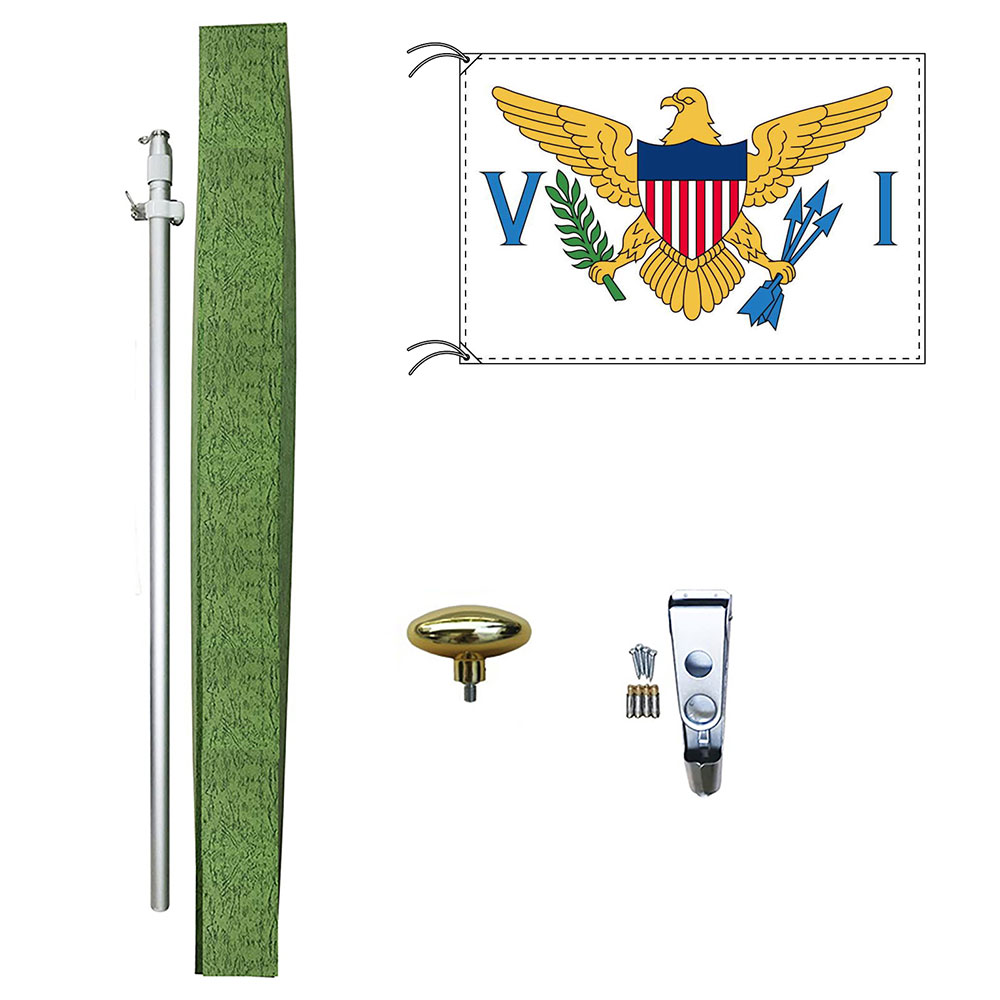 TOSPA アメリカ領ヴァージン諸島 旗 DXセット 70×105cm旗 アルミ合金ポール 壁面設置部品のセット 日本製 世界の国旗シリーズ IOC加盟地域