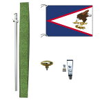 TOSPA アメリカ領サモア諸島 旗 DXセット 70×105cm旗 アルミ合金ポール 壁面設置部品のセット 日本製 世界の国旗シリーズ IOC加盟地域
