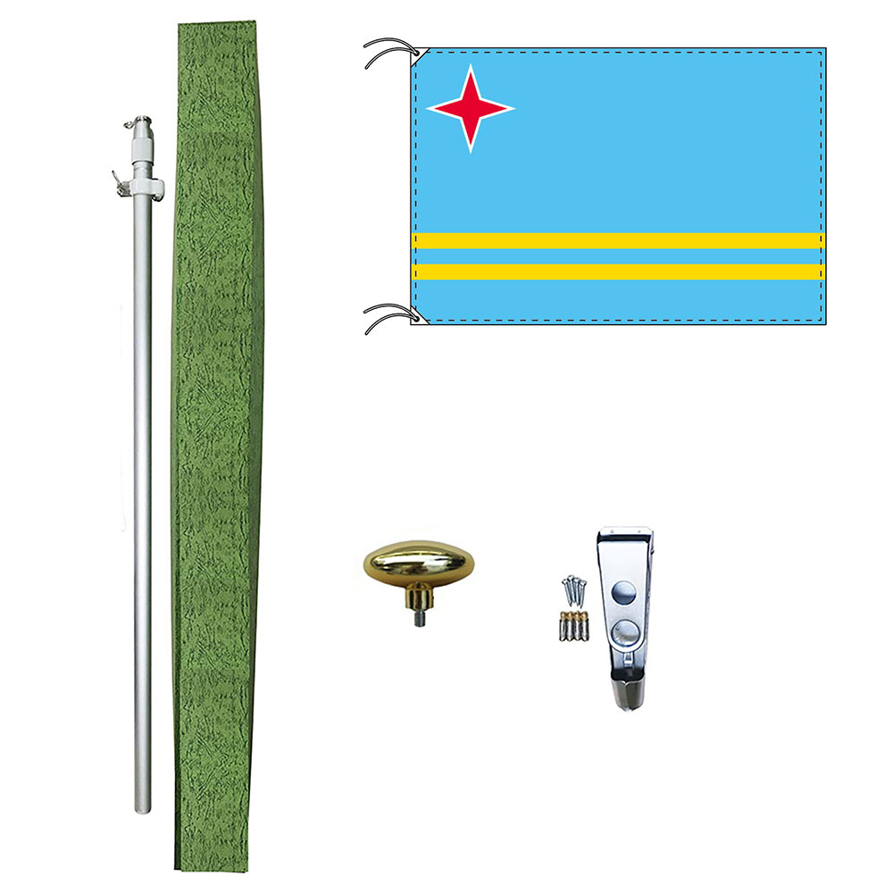 TOSPA アルバ 旗 DXセット 70×105cm旗 アルミ合金ポール 壁面設置部品のセット 日本製 世界の国旗シリーズ IOC加盟地域