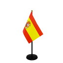 TOSPA スペイン 国旗 紋章入り ミニフラッグ 1本立てセット 旗サイズ10.5×15.7cm テトロンスエード製 ポール27cm +スタンドセット 日本製...