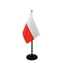 TOSPA ポーランド 国旗 ミニフラッグ 1本立てセット 旗サイズ10.5×15.7cm テトロンスエード製 ポール27cm +スタンドセット 日本製 世界の...