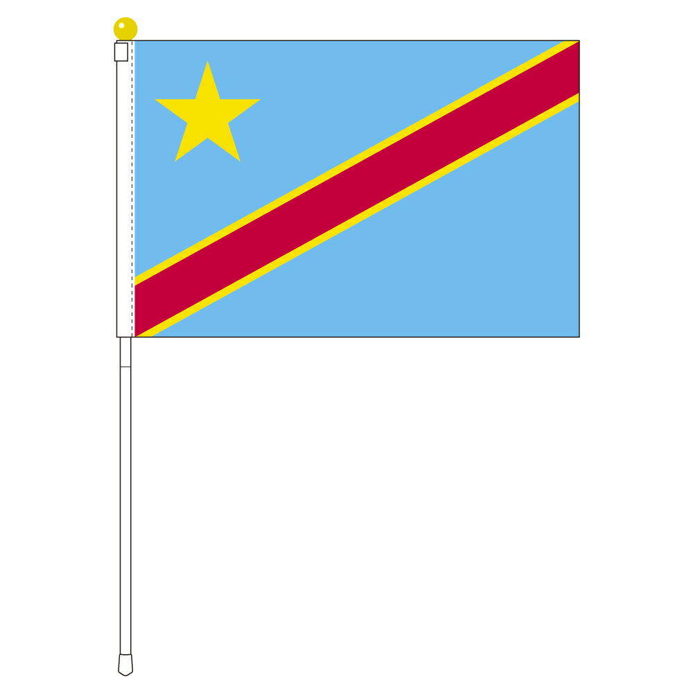 TOSPA コンゴ民主共和国 国旗 ポータブルフラッグ 旗サイズ25×37.5cm テトロン製 日本製 世界の国旗シリーズ