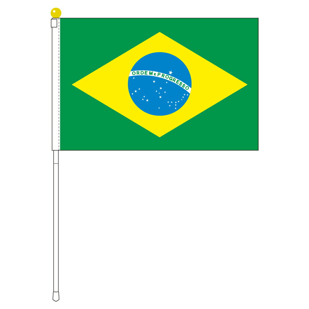 TOSPA ブラジル 国旗 ポータブルフラッグ 旗サイズ25×37.5cm テトロン製 日本製 世界の国旗シリーズ