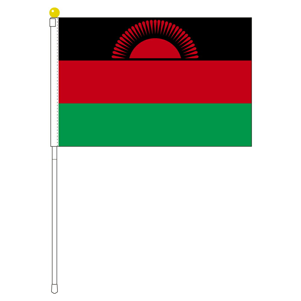 TOSPA マラウイ 国旗 ポータブルフラッグ 旗サイズ25×37.5cm テトロン製 日本製 世界の国旗シリーズ