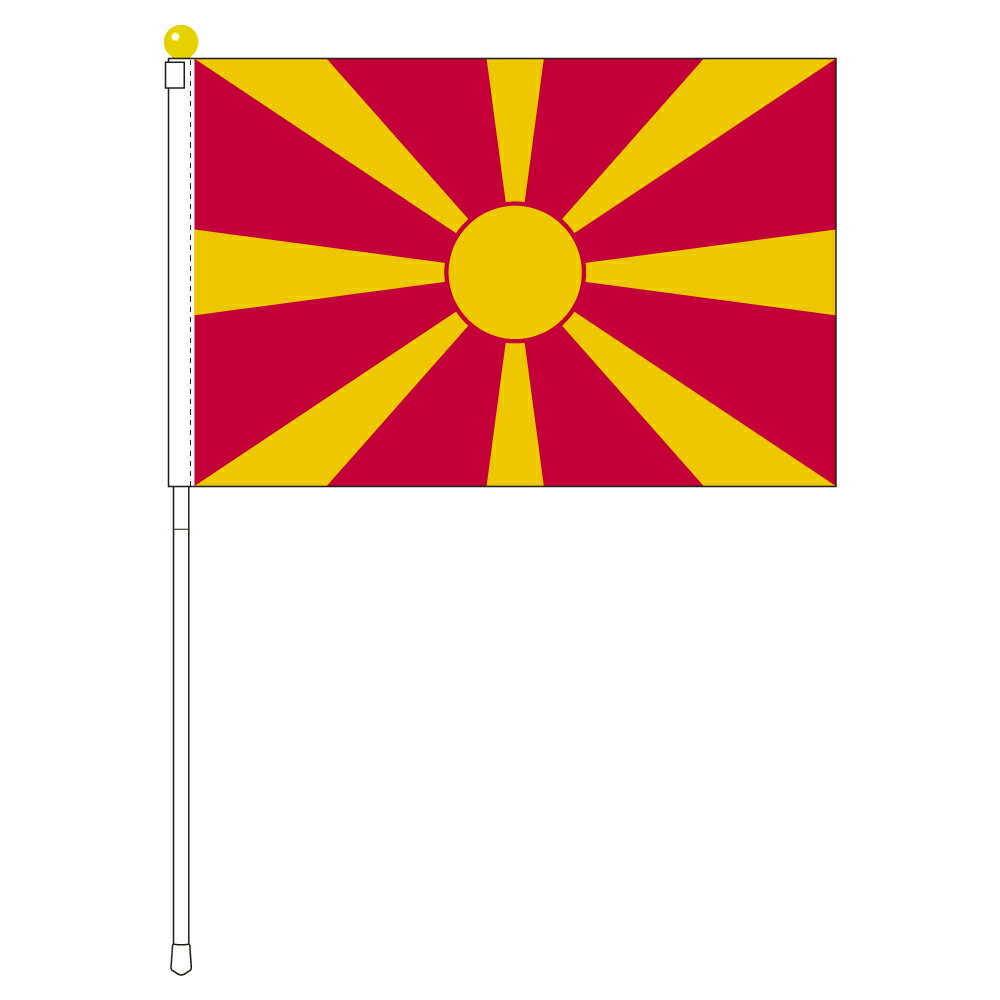 TOSPA 北マケドニア 国旗 ポータブルフラッグ 旗サイズ25×37.5cm テトロン製 日本製 世界の国旗シリーズ