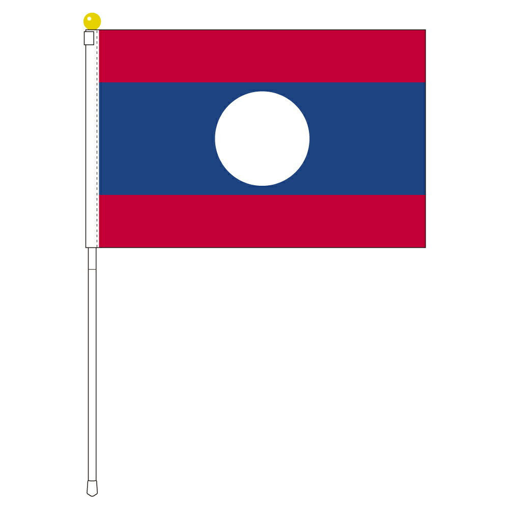 TOSPA ラオス 国旗 ポータブルフラッグ 旗サイズ25×37.5cm テトロン製 日本製 世界の国旗シリーズ