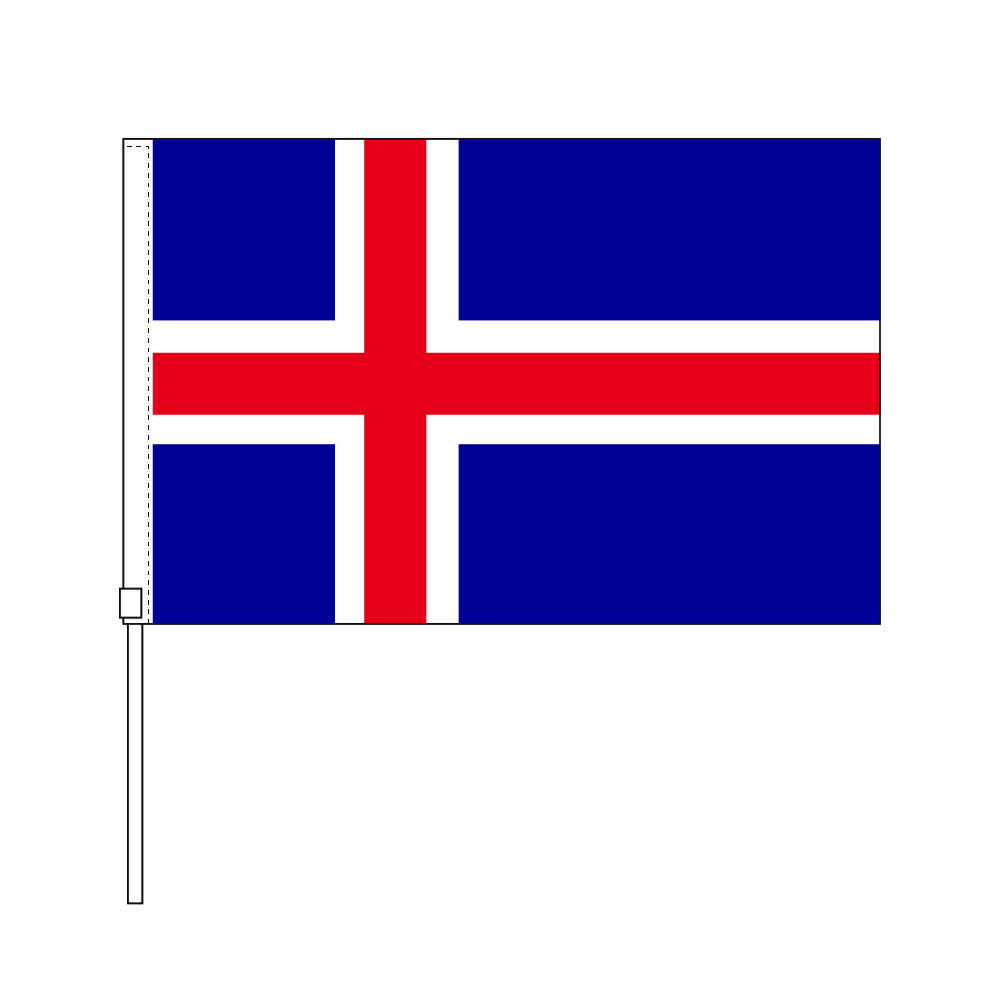 TOSPA アイスランド 国旗 応援手旗SF 旗サイズ20×30cm ポリエステル製 ポール31cmのセット