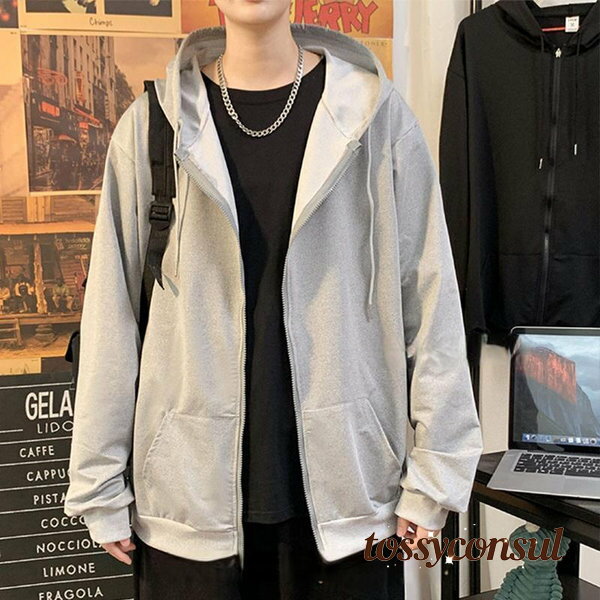 「スーパーSALE半額」 スウェット ジップアップパーカー メンズ パーカー フード付き 長袖 ジャケット トップス アウター 羽織り ゆったり スポーツ 春夏...
