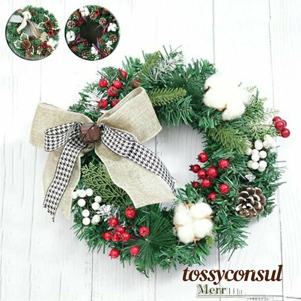 クリスマスリース グリーンリース ナチュラルリース ウィンターリース 30cm ホワイト インテリア 店舗 装飾 壁飾り 壁掛け 玄関 おしゃれ クリスマス リース 贈り物 ギフト プレゼント お祝い モミ あす楽 高級 X'mas christmas wreath リボン クリスマスプレゼント