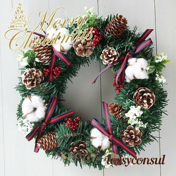 クリスマスリース クリスマス 松の実 花輪 ギフト 飾り クリスマス飾り 玄関リース 置物 雑貨 おしゃれ..