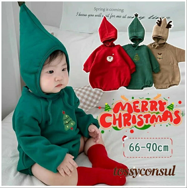 2点セット サンタ コスプレ ベビー クリスマス ロンパース 着ぐるみ クリスマス 衣装 トレーナー ベビ..