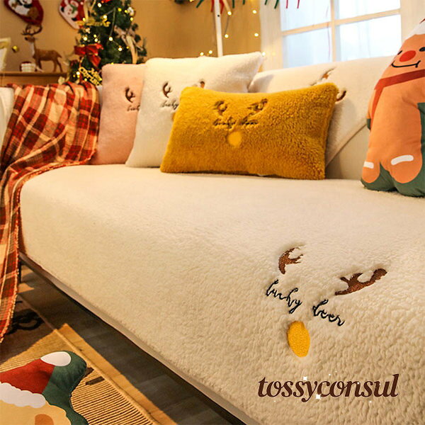 ソファーカバー 冬 ソファーカバー クリスマス ソファーカバー トナカイ ソファーカバー かけるだけ ふわふわ 冬 セパレート もこもこ 暖かい 防寒対策 かわいい 1人掛け 2人掛け 3人掛け 肘掛け 洗える 滑り止め マルチカバー ソファーシート ソファー保護 汚れ防止 [3]