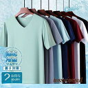 2枚組 ストレッチ 接触冷感 Tシャツ カットソー 半袖 メンズ 夏用 Vネック 吸汗速乾 伸縮性 UVカット 普段着 スポーツ 下着 トップス 快適 プレゼン...