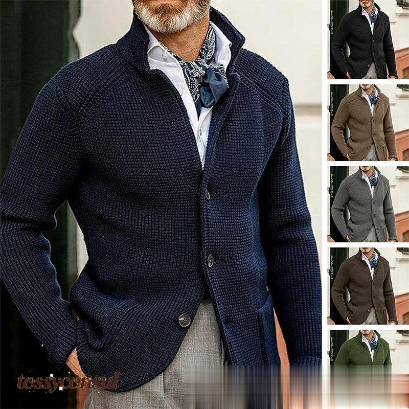 「スーパーSALE10%OFF」 ニットセーター ニット メンズ 開襟 長袖 前開き ファスナー コート シンプル 暖かい ざっくり トップス パーカー セータ...