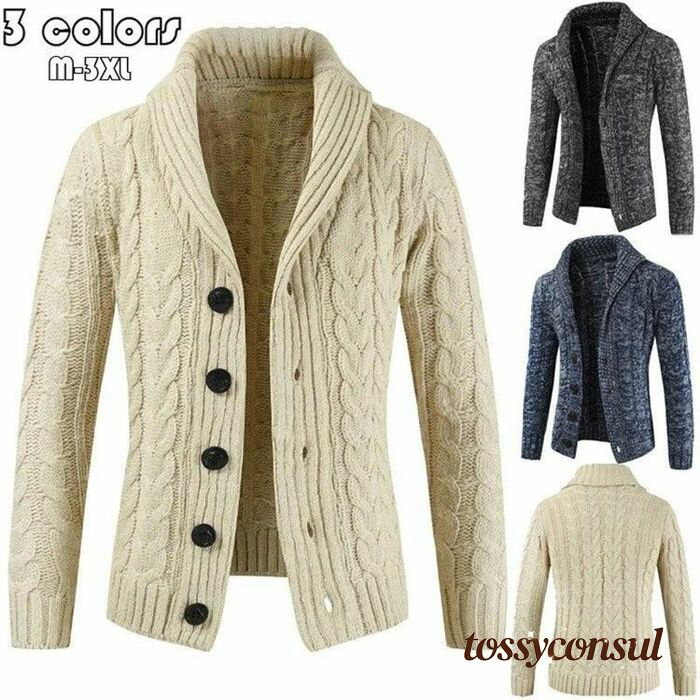 「スーパーSALE10%OFF」 カーディガン メンズ ニット ケーブルニット ショールカラー ニットセーター 長袖 ニットカーディガン 無地 羽織 アウター ...