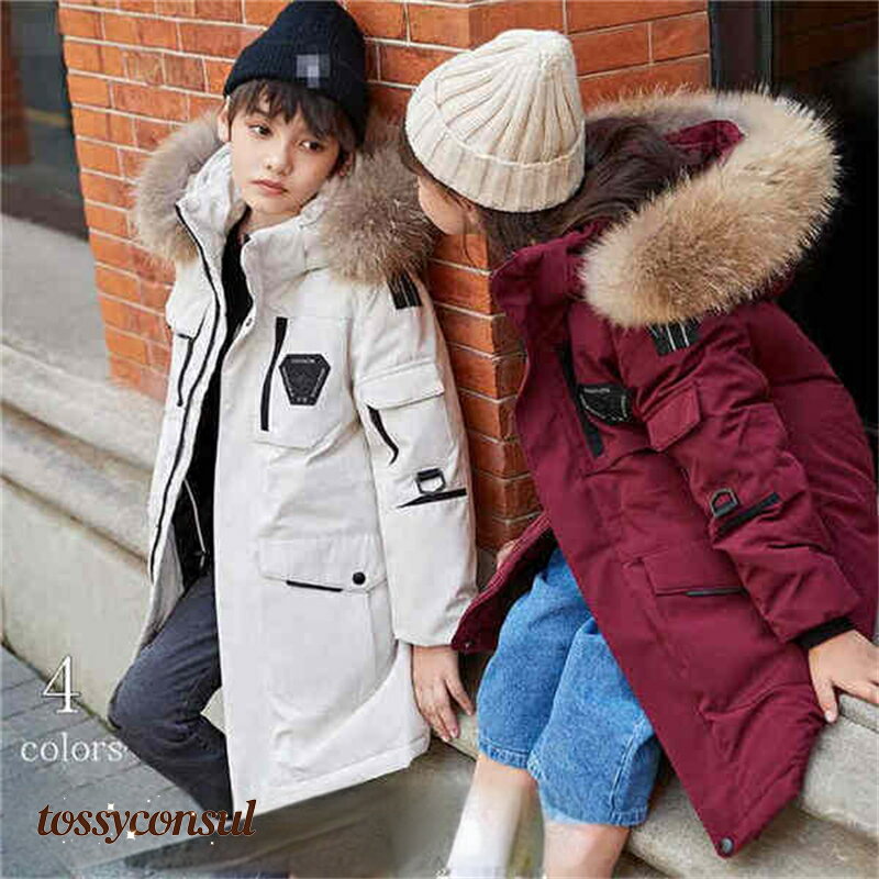 ダウンジャケット子供服 ダウンコート キッズ 子ども服 ロング丈 ジャケット 女の子 男の子 アウター フード付き 取り外し可能防寒 冬 90%ダウン冬服 暖かい 90 100 110 120 130 140 新生活