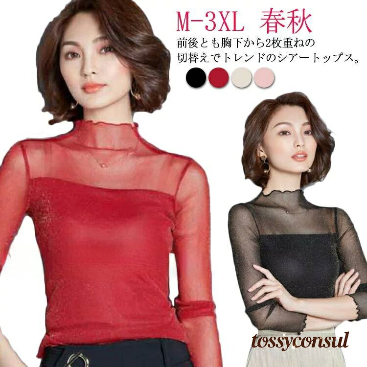 乐天商城 - カットソー ラメ入り 輝くトップス レディース 女性 長袖 ハイネック ストレッチ シースルー 社交ダンス フラメンコ 衣装 ベリーダンス衣装 ラテン ジャズダンス タップダンス フォーマル 演奏会 パーティー 春 秋 無地
