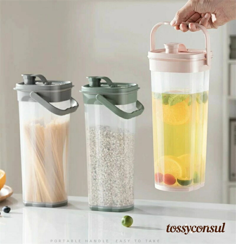 新生活 麦茶ポット 広口 ボトル 洗いやすい 水筒 大容量 冷水筒 冷蔵庫 上部の注ぎ口 漏れ防止 目盛り付き 取っ手付き 2 水タンク ティーポット ウォーターディスペンサー ドリンクピッチャー 簡単に注ぐ スポーツボトル