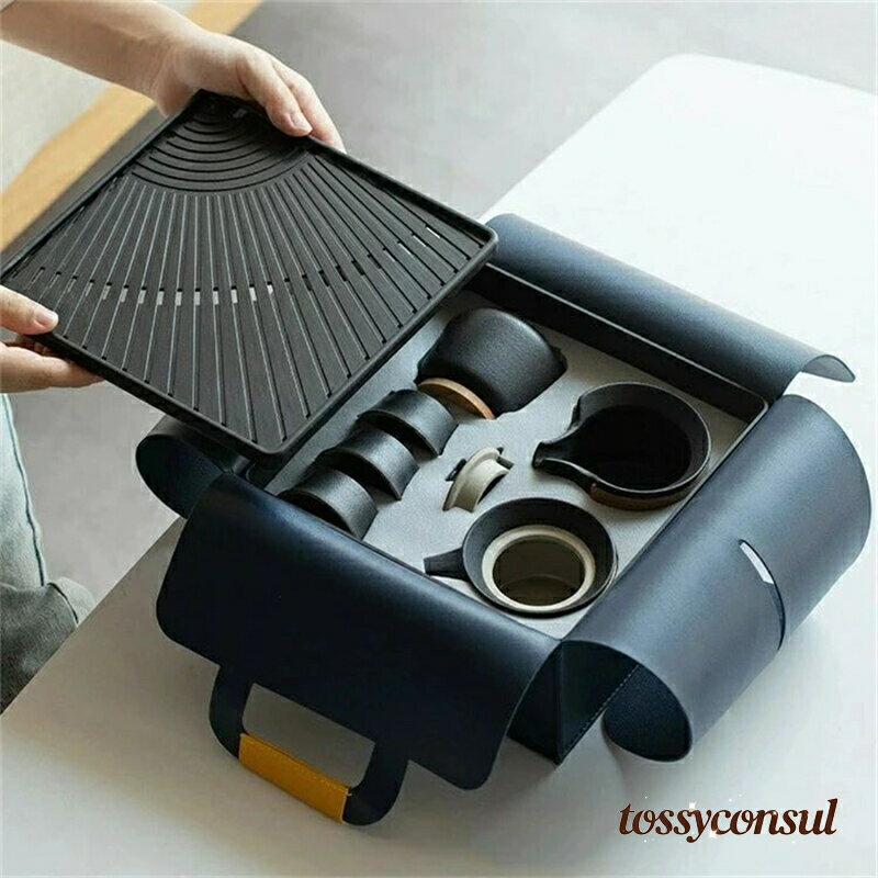 新生活 茶器揃 シンプルな和風 旅行ティーセットー 3杯セット 茶器乾燥ティートレー カップ 和風急須 ティーポット 茶道具 収納バッグ付き 湯呑み 茶器 急須 陶磁茶具セット 茶皿 番茶器セット 6点入 セット お出かけ用