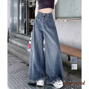 ワイドデニムパンツ 裾フリンジ ジーパン 女 レディース ボトムス ファッション ホワイトデーお返し 母の日 彼女 姉妹 プレゼント ギフト 新生活