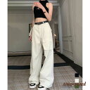 ワイドカーゴパンツ ハイウエスト 韓国風 女 レディース ボトムス ファッション ホワイトデーお返し 母の日 彼女 姉妹 プレゼント ギフト 新生活