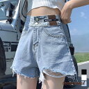 ダメージ加工デニムショートパンツ 韓国風 女 レディース ボトムス ファッション ホワイトデーお返し 母の日 彼女 姉妹 プレゼント ギフト 新生活