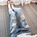 ジーンズ レディース デニムパンツ ストレート ジーパン デニムズボン ハイウエスト ダメージデニムパンツ 九分丈 ロング 着痩せ 秋新作 オシャレ 30代40...