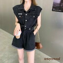 「50%OFFクーポン」新生活応援 サロペット オーバーオール パンツ レディース 40代 春夏新作 ショット丈 ワイドパンツ デニム ゆったり 半袖 サロペット オシャレボトムス カジュアル韓国風