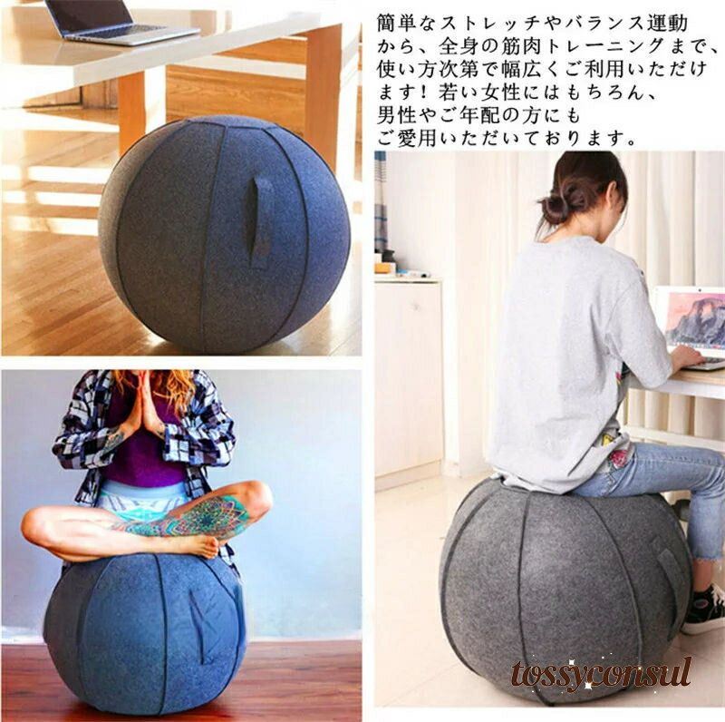 バランスボール 65cm 椅子 バランスボールチェア カバー付き ポンプ付き スツール デスクチェア 折りたたみ 滑り止め 在宅 エクササイズ リラックス スト...