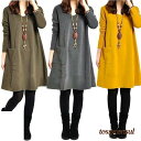 ワンピース 秋 冬 春 きれいめ 大人 ナチュラル服 ゆったり シンプル スモック エスニック 大人可愛い 膝丈 ミディアム上品 長袖 30代 40代 50代 カジュアル プレゼント ギフト 新生活