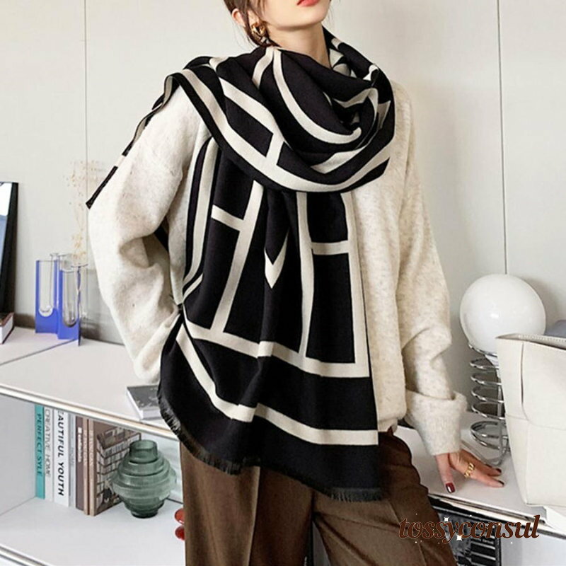 リバーシブル大判マフラー幾何学柄ストール オシャレ 女 レディース ファッション ホワイトデーお返し 母の日 彼女 姉妹 プレゼント ギフト 新生活