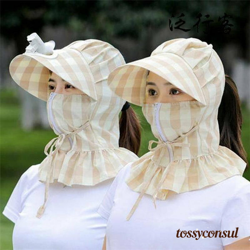 アウタドア帽子 UVカット レディース 携帯扇風機 USB充電 つば広 ハット 農作業 フェイスカバー サンバ..