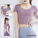 ヨガウェア スポーツTシャツ レディース 半袖 ヨガTシャツ トップス カップ付き 運動着 ランニング スポーツウェア 速乾 夏服 ジムウェア ストレッチ拔群 ...