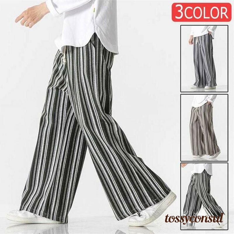 Sarroul Pants - ワイドパンツ メンズ ゆるパンツ バギーパンツ ストライプ柄 ロングパンツ サルエルパンツ 和柄 ボトムス おしゃれ プレゼント ギフト 新生活
