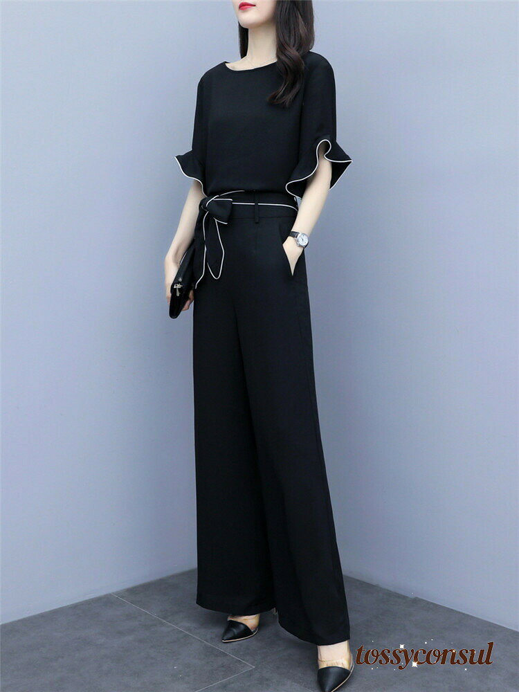 新生活応援 セットアップ レディース 上下セット ズボン 夏 ブラウス tシャツ 半袖 カジュアル 大きいサイズ 韓国風 30代 40代 tossyconsul-10013704 トッシーコンサル サンプル画像3