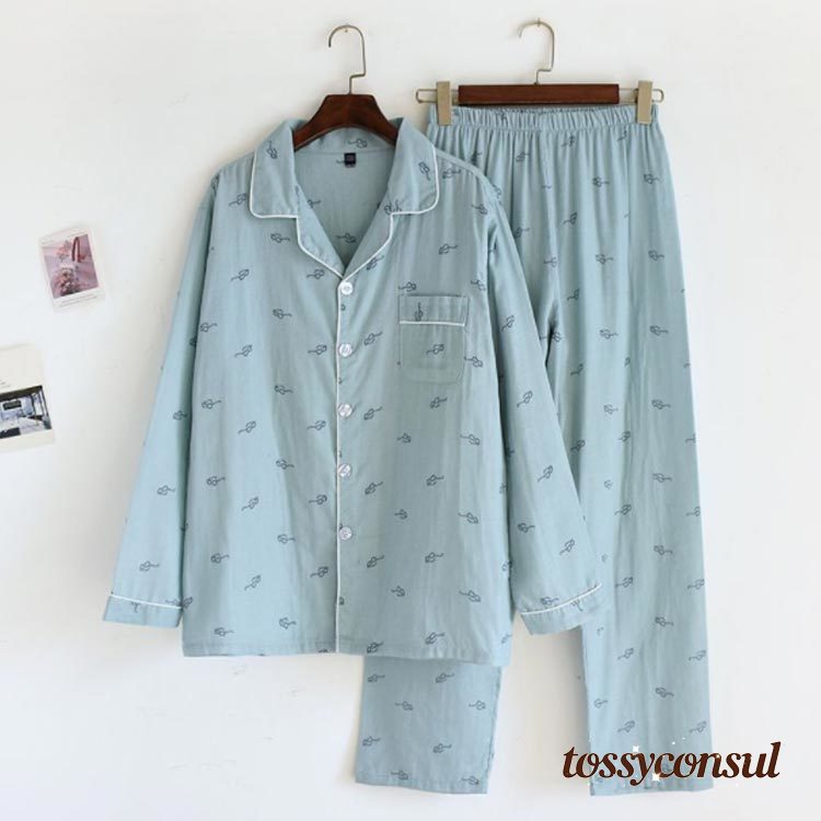 新生活応援 パジャマ 上下セット セットアップ メンズ 綿 二重ガーゼ ルームウェア 寝間着 部屋着 長袖..