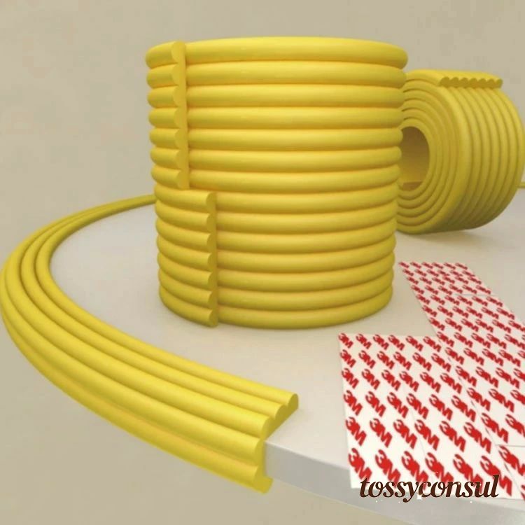 ベビーガードクッション 長さ2M×3本 両面テープ付 ウェーブクッション 波型形状 ぶつかり防止 保護 マルチクッション ケガ防止 赤ちゃん 子供 テーブル 階段 ベッド 机 壁 柱 角 柔軟素材 出産祝い 無地 全12色